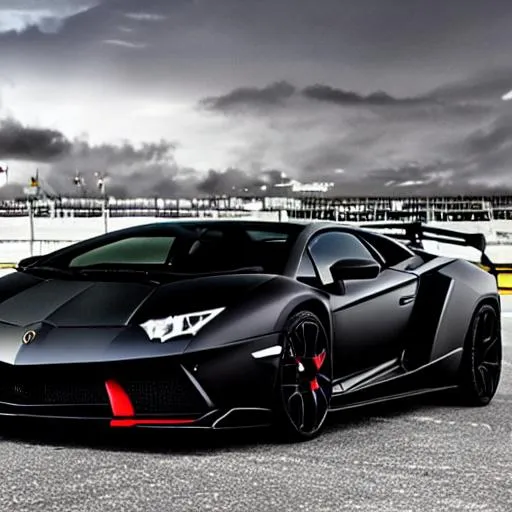 Prompt: black Lamborghini aventor