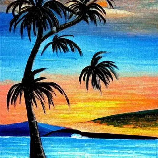 Relaxing zen painting of beautiful Hawaii beach Mone... | OpenArt