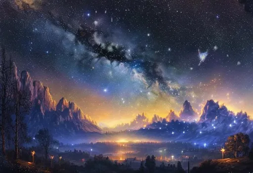 Prompt: paint the sky with stars, romantic night picture, highly detailed, atmospheric, photorealistic, high definition