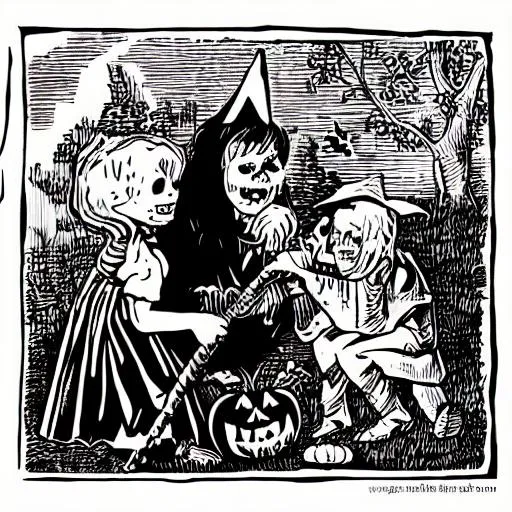 Halloween Creepy Witch eating kids torture flesh eat... | OpenArt