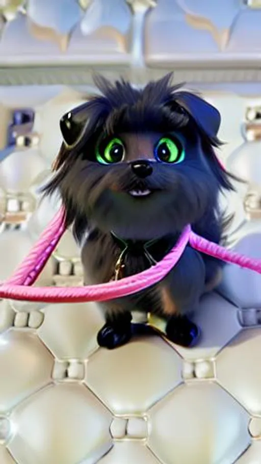 Prompt: 3d fluffy {maltese}, closeup cute and adorable, cute big circular reflective brown eyes, long black crazy fur, Pixar render, unreal engine cinematic smooth, intricate detail, cinematic