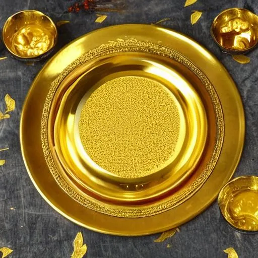 Prompt: pongal in golden plate