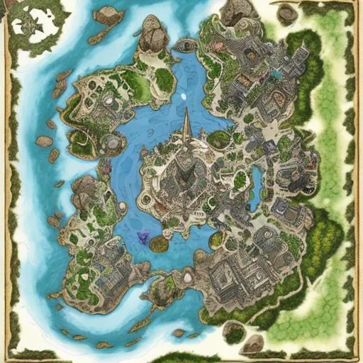 Prompt: dnd map, detailed fantasy city layout 