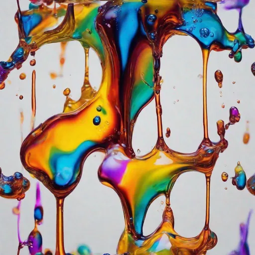 Prompt: Oil dropping into water, vivid colors