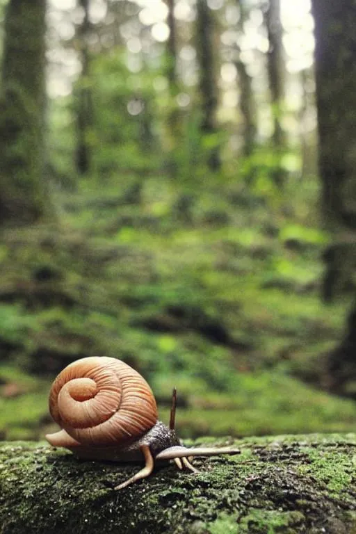 Prompt: a cartoon snail in the forest 