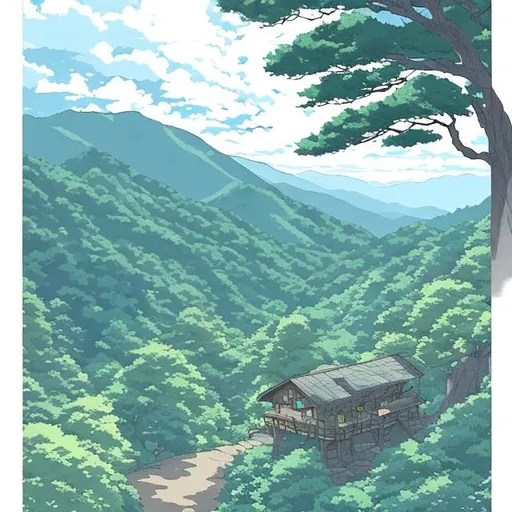 Prompt: Great smoky mountains National park as a studio ghibli movie
