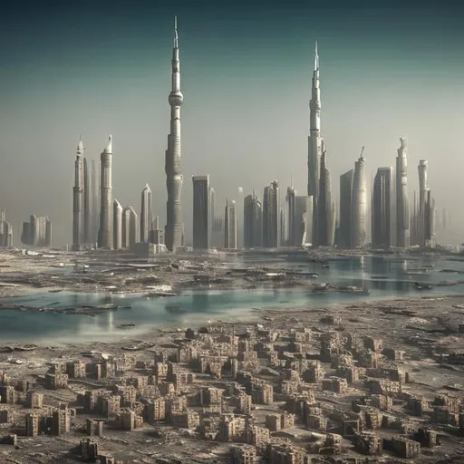 Prompt: abu dabi in a post apocalyptic, dystopian piture, high resolution