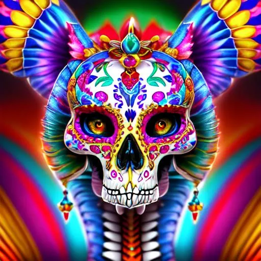 Prompt: Portrait of a Day of the Dead themed skeleton dragon with colorful markings, cute face, perfect composition, digital art, hyperrealistic, super detailed, 8k, high quality, trending art, trending on artstation, sharp focus, studio photo, intricate details, highly detailed, day of the dead inspired, mexican dragon