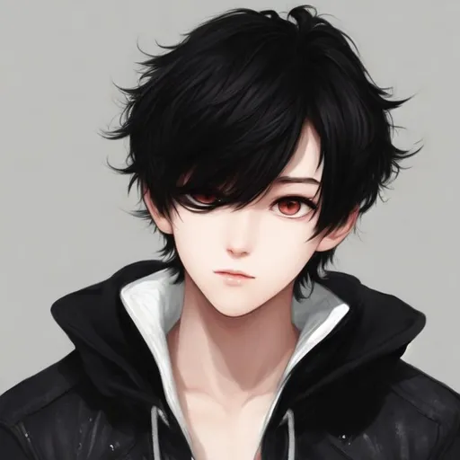 boy, height 170cm, a short hair, messy hair,, black... | OpenArt