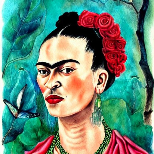 inspiring Frida Kahlo watercolour painting | OpenArt