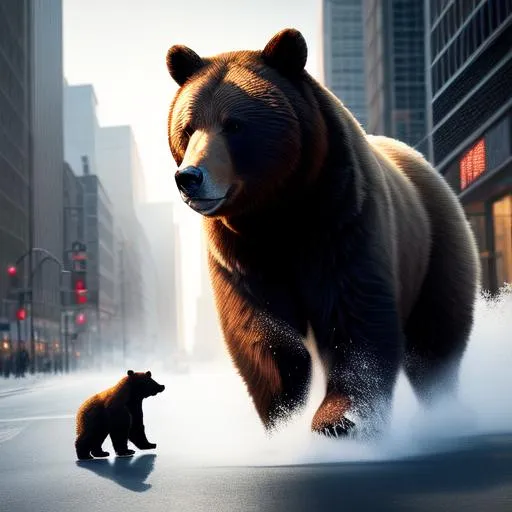 Prompt: Epic image of a bear mauling people in the city. Dark Strikingly beautiful Image. Everything is perfectly to scale. HD UHD 4k. award winning.