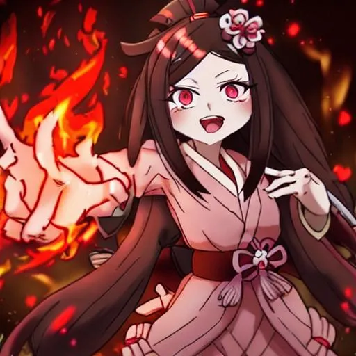 Prompt: nezuko with fire 