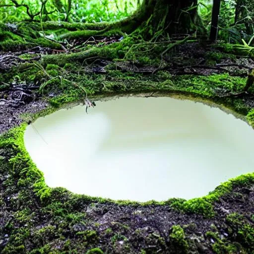 Prompt: Deep Soggy Hole, White Mold, Endless Pit, Grey Drain, Stinky, Overgrown Moss, Ride of Jokes