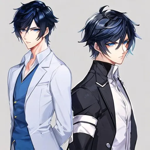 Aesthetic Boy with Short Black and Blue Hair