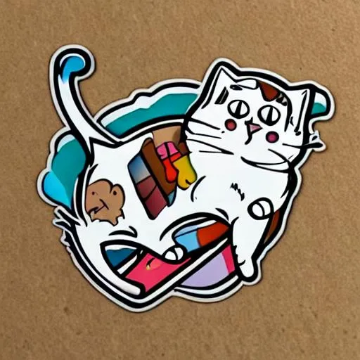 Prompt: funny cat sticker 
