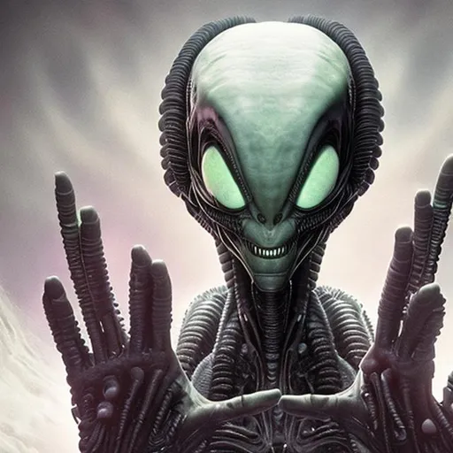 Prompt: aliens with beatufil fingers 

