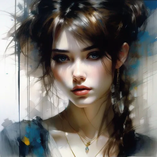 Prompt: Anime,full body, shiny skin, detailed face, detailed eyes, insanely detailed, brown hair, hazle eyes. concept art by Stephen Gammell, Pino Daheny, Jeremy Mann, Alex Maleev, Carne_Griffiths, 32k, studio cinematic lighting, oil on canvas, fine art, super efficient light, crisp focus, graininess, feeling of passion, ideal body proportions.