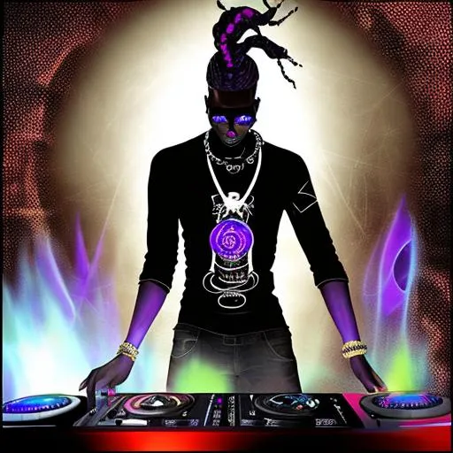 Prompt: DJ Voodoo techno electro ghost dark magick