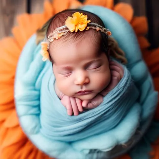 newborn baby girl with green eyes and brown hair