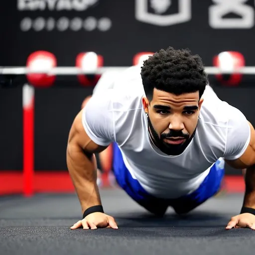 Prompt: Drake does push ups