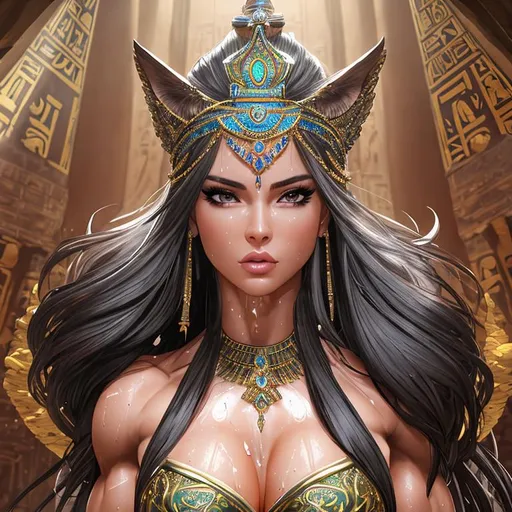 Prompt: {{{{highest quality full body splash art masterpiece, hyperrealistic, hyperrealism, {{female character}}, intricately hyperdetailed, hyperrealistic intricate details, muscular muscle fitness female , wet with sweats all over her body, perfect face, perfect body, thick hairy armpits, perfect anatomy, perfect composition, approaching perfection, Ancient Pyramid of Egypt background setting, Norse Tattoo,


  full body of seductive attractive beautiful gorgeous cute stunning 
 feminine menacing villain, 22-year-old queen of Egypt'  with {{long blonde twirly hair}} 
 and {{warm blue eyes}} and seductive attractive beautiful gorgeous cute stunning 
 feminine face wearing {{silver bra armor and shorts}} with deep exposed cleavage and visible abs, 
 
cinematic glamour lighting, 
volumetric lighting, 
dramatic lighting, 
studio lighting, 
backlight, 
backlit,
3d lighting, 
UHD, 
HDR, 
128K, 
HD, 
long shot, 
professional photography, 
unreal engine octane render, 
trending on artstation, 
front view, 

sharp focus, 
occlusion, 
centered, 
symmetry, 
ultimate, 
shadows, 
highlights, 
contrast, 
{{sexy}}, 
{{huge breast}}

}}}}