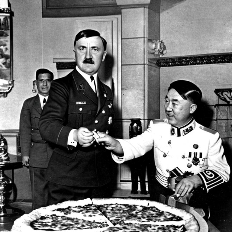 Adolf Hitler petting chinese pizza | OpenArt