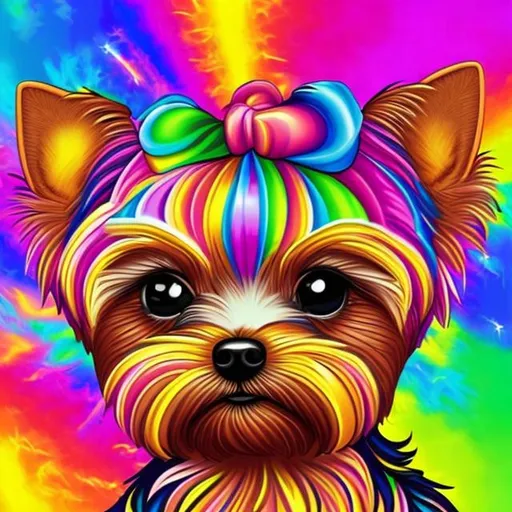 Prompt: Yorkie in the style of Lisa frank