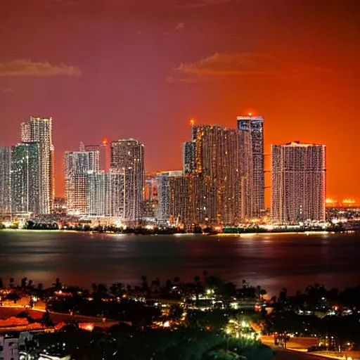 Prompt: skyline of Miami at night
