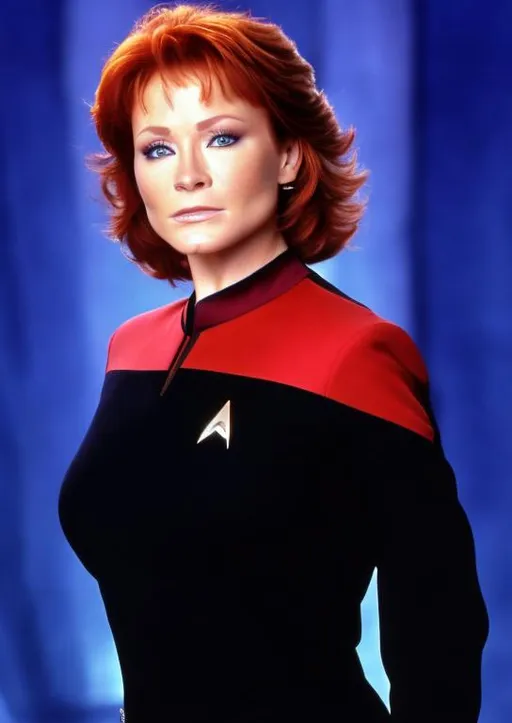 Prompt: Reba McEntire As Captain Kathryn Janeway From Star Trek: Voyager
