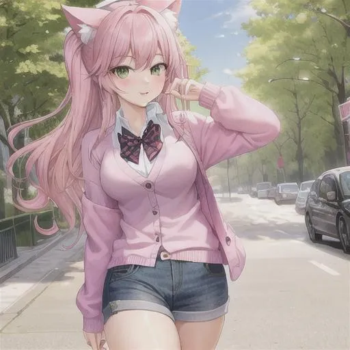 cat girl with pink hair - Playground