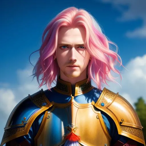 Prompt: HDR, UHD, 64k, best quality, RAW photograph, best quality, masterpiece:1.5), pale skin, unrealistically, multicolored hair, old knight, random hair style, shy, anime man, UHD, hd , 64k, , hyper realism, Very detailed, full body, hyper realism, Very detailed, male anime, lean body, in hyperrealistic detail, rapier