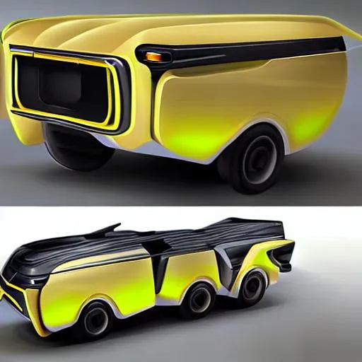 Prompt: concept art of a futuristic banana pickup truck