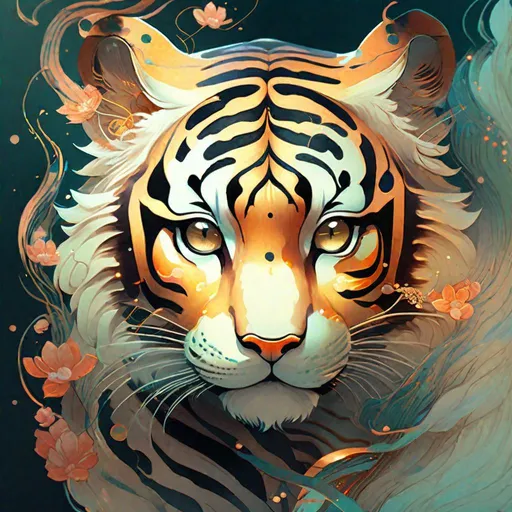 Prompt: "an adorable anthropomorphic tiger made of smoke:: glowing eyes with reflection: by Steven spazuk: hyperdetailed: watercolor by heikala: by victo ngai, yoshitaka amano: fluid gouache by android jones: beautiful composition: cgsociety: by Bella Kotak, awwchang: anton fadeev: anime portrait by makoto shinkai: anime anthro smoke tiger: electric blue highlights"