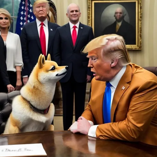 Prompt: Donald Trump meeting doge
