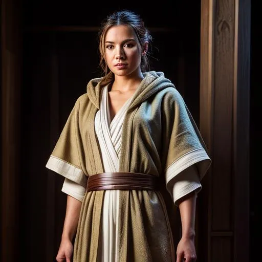 Prompt: Create a photograph of a  Jedi, old republic robes, extremely detailed environment, detailed background, intricate, detailed skin, natural colors , professionally color graded, full body