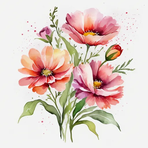 Prompt: digital watercolor painting,  flowers for mother's gift