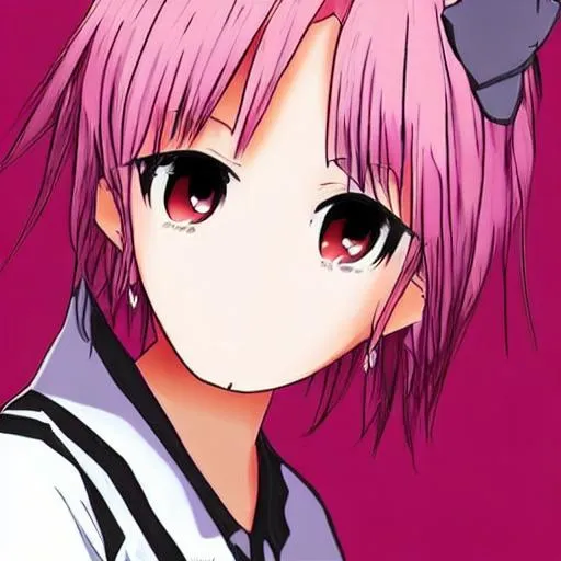 Prompt: pretty anime girl anime pink short hair anime