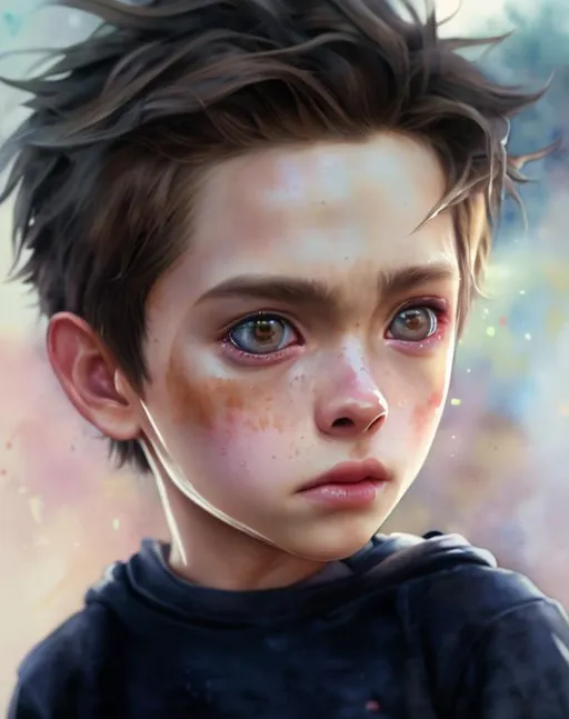 1 boy, hyper realistic watercolor masterpiece, full... | OpenArt