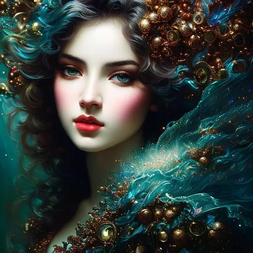 Prompt: The beauty of youth: Macro, pop surrealism, particles, popular culture, traditional art techniques, hyper-realistic, hyper-detailed, airbrush art, cgi render, by Daniel gerhartz, by Gustave Doré, Alexander Jansson, Zdzislaw, oil painting, heavy strokes, paint dripping, close up portrait photo by Annie Leibovitz, film, studio lighting, detailed skin, ultra realistic, bokeh, sharp features, acrylic painting, trending on pixiv fanbox, palette knife and brush strokes, style of makoto shinkai jamie wyeth james gilleard edward hopper greg rutkowski studio ghibli genshin impact