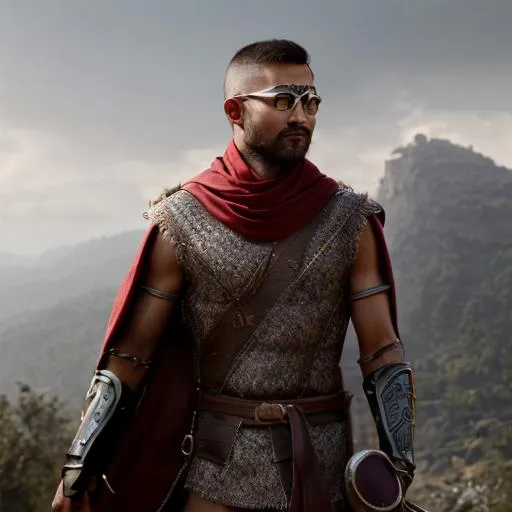 Prompt: Human monk archer, high quality, handsome, muscular, magical robes, handsome face, adventurous, clear, warrior, wooded mountain setting, high detail, archer, magical goggles, high resolution face, intricately crafted , longbow, hooded, intricately detailed cowl