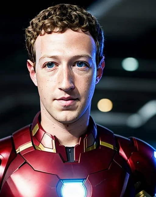 Prompt: extremely detailed portrait of ((Mark Zuckerberg)) cosplaying as Tony Stark in Iron Man 2