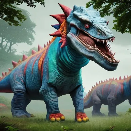 Prompt: clown dinosaurs, ultra realistic, hyper detailed, cinematic, intricate, (masterpiece), (ooh really good),