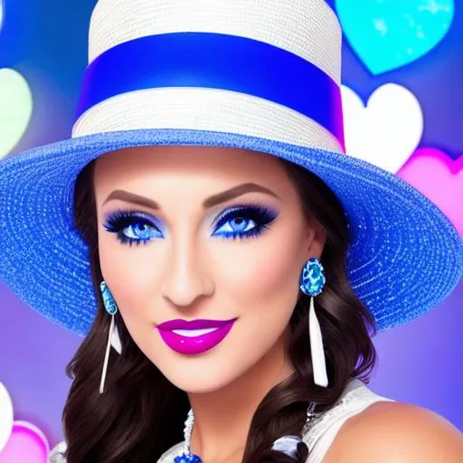 Prompt: Kasie Hunt and Hallie jackson inside media center in spring, blue lipstick, candy pleasant face, blue eyes, white eyeshadow, Sugar Hat, ice cream earrings. Blue heart necklace, Cold color scheme, ultradetailed, 8k resolution, perfect, smooth, high quality, shiny. Magic Cake wand. 
