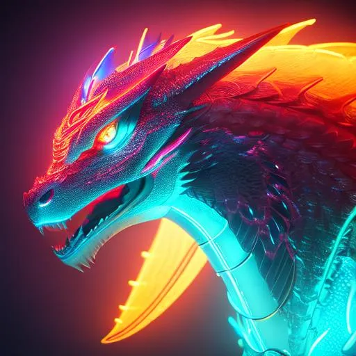 Portrait of a roaring neon dragon, perfect compositi... | OpenArt