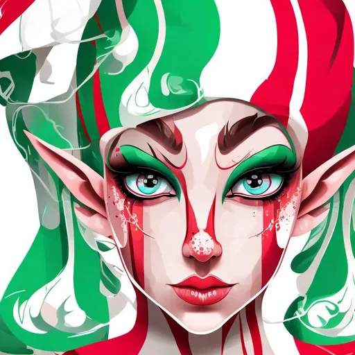 Prompt: Vector Color splash
Elf face candy cane 





