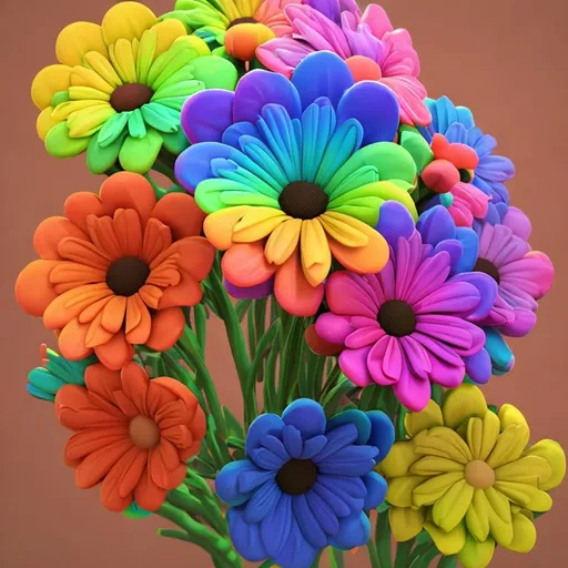 Prompt: Rainbow Flowers 3D 