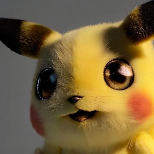 Prompt: 
3d fluffy Pikachu, closeup cute and adorable, cute big circular reflective eyes, long fuzzy fur, Pixar render, unreal engine cinematic smooth, intricate detail, cinematic
