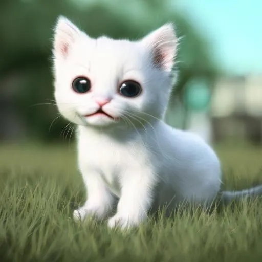 Prompt: Cute white kitten