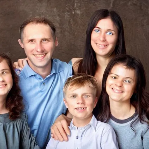Prompt: Family with normal eyes