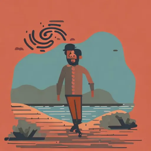 Prompt: a wanderer person svg image